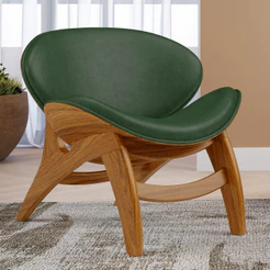 Poltrona Decorativa Orgânica Sala Living Kadosh L02 Couríssimo Verde Musgo - Lyam Decor