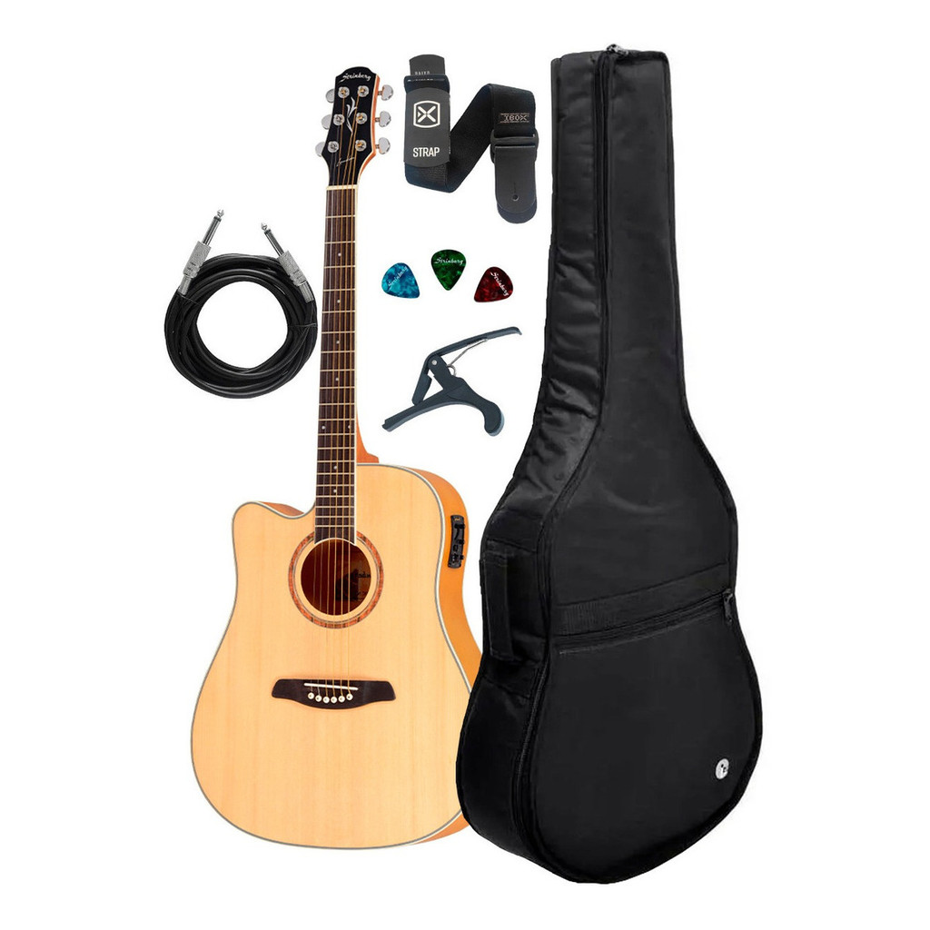 Violão Strinberg Canhoto Le30c Ns Kit Capa Luxo Acessórios