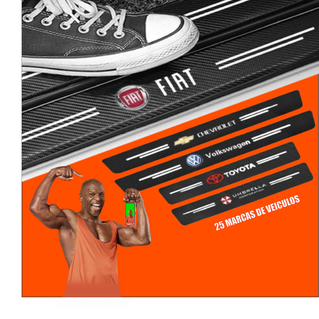 4pçs Adesivo Listra De Proteção De Fibra De Carbono/Resistente A Arranhões Para Soleira De Porta/Carro Todas as Marcas