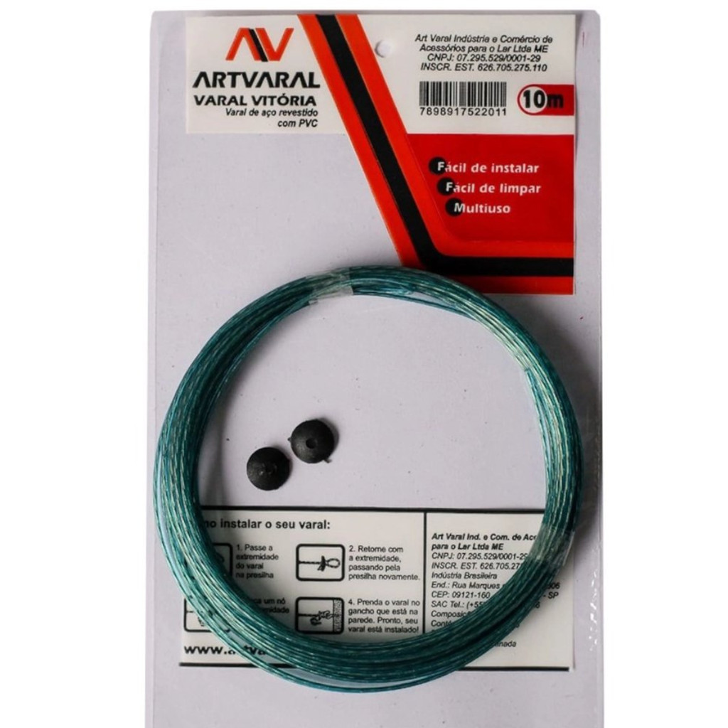 Corda para Varal Vitória Aço 10Metros 1,65mm Art Varal