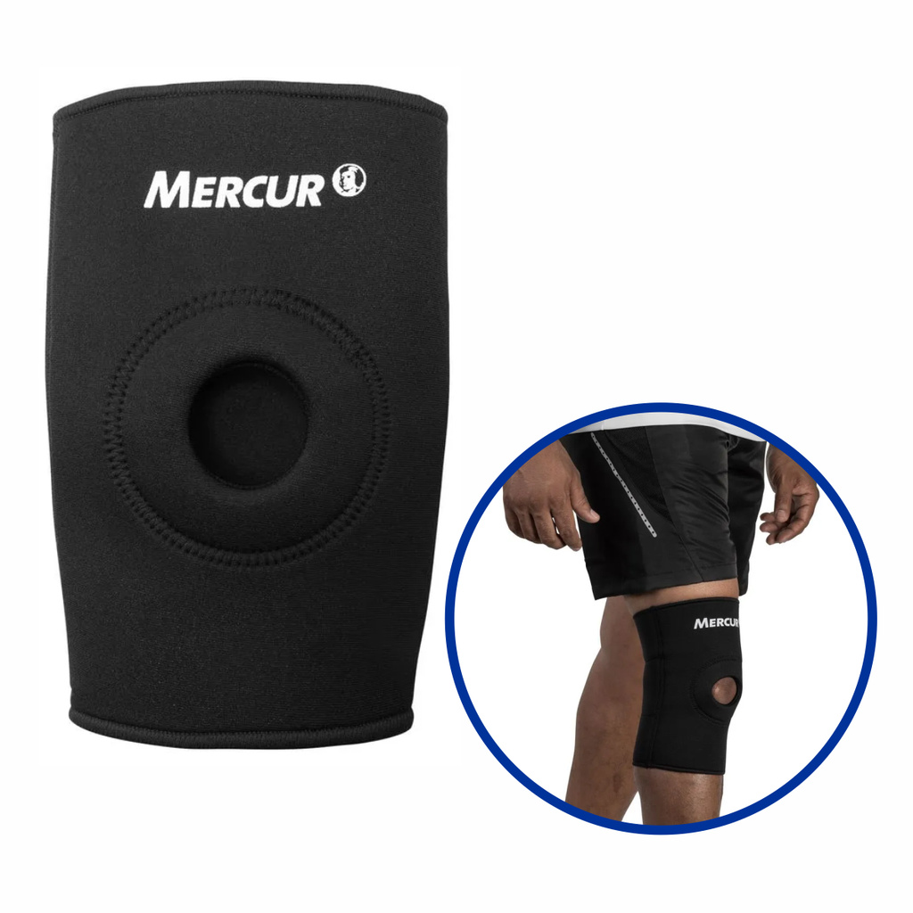 Joelheira Esporte C/ Orificio Reforçado Preta Neoprene Patela Alívio Dor Lesão Confortável Flexível