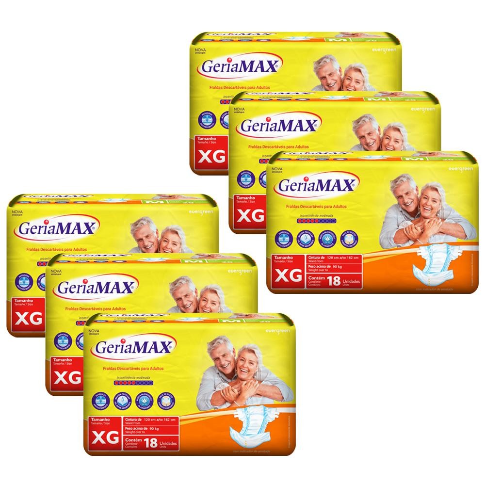 Kit com 6 Fraldas Geríatricas Geriamax XG com 18un cada em Oferta na Shopee