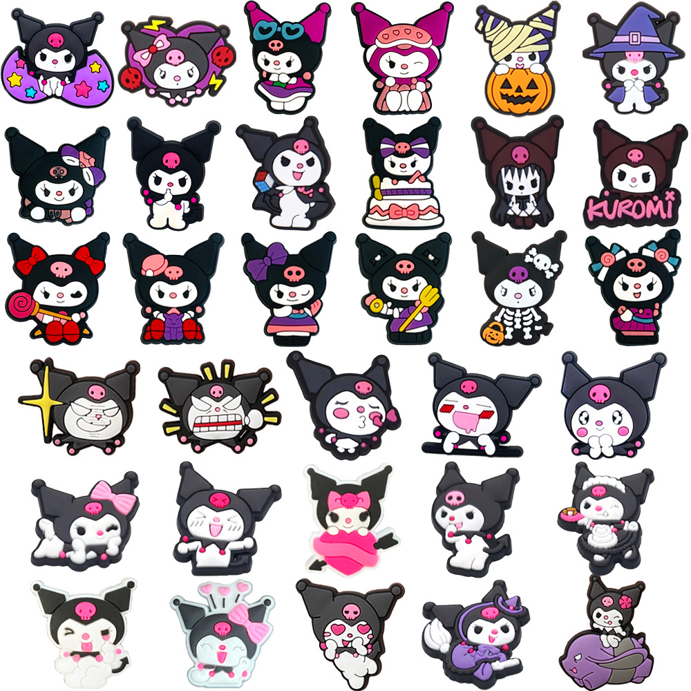 33 Estilos Bonito Dos Desenhos Animados Roxo Imp Tênis Encantos Sandálias Pingente Botão Original Sapato Tamanco Pinos P
