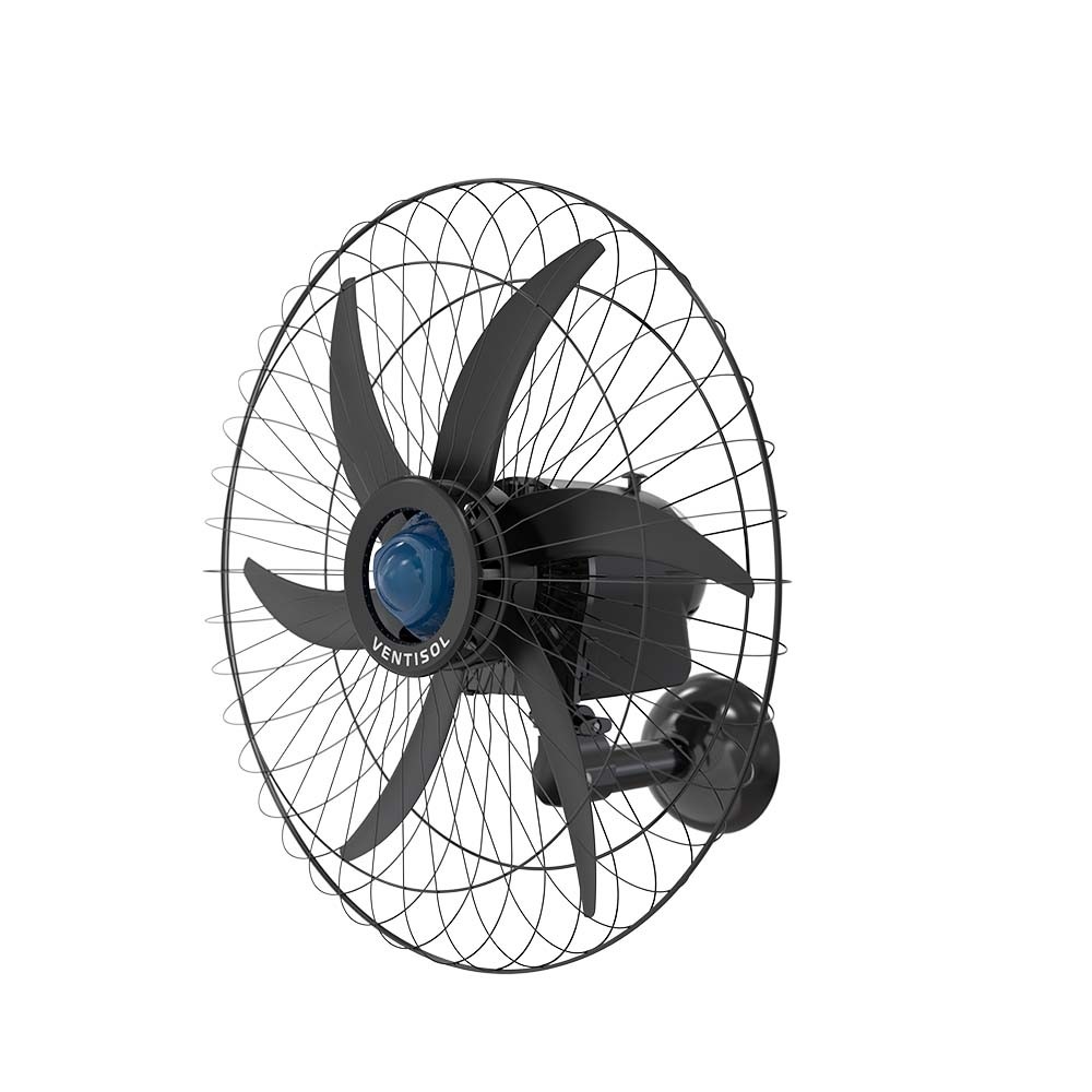 Ventilador de Parede 60cm Oscilante Preto com Grade Metálica Monofásico Ventisol Falcon (Bivolt)