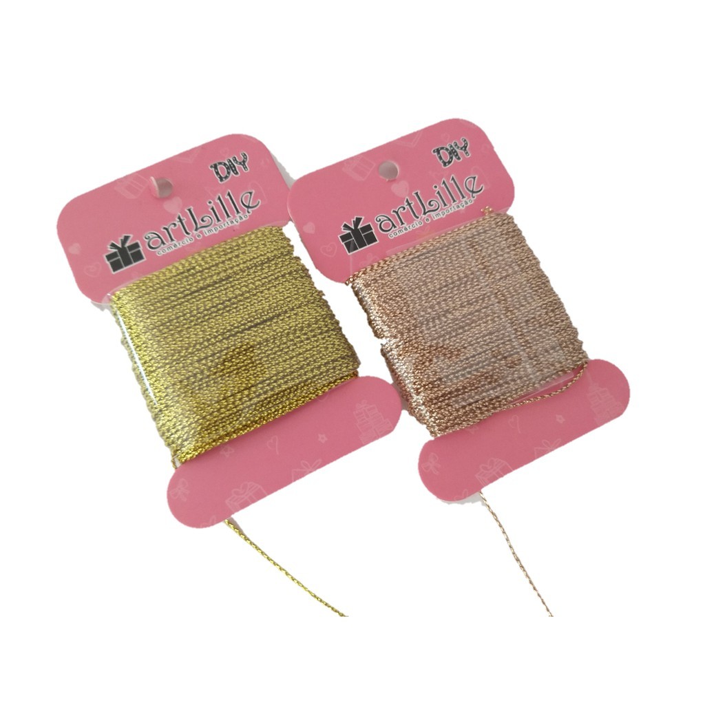 20 metros de Cordão poliester 1 mm dourado ou dourado rose em Oferta na Shopee