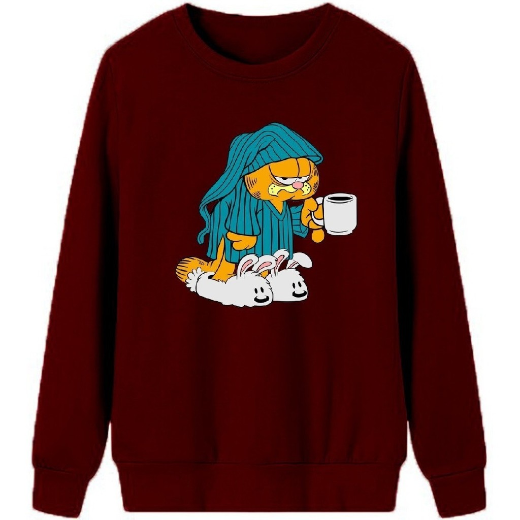 Blusa Moletom Gola Careca Masculino Garfield Gato Café Moda