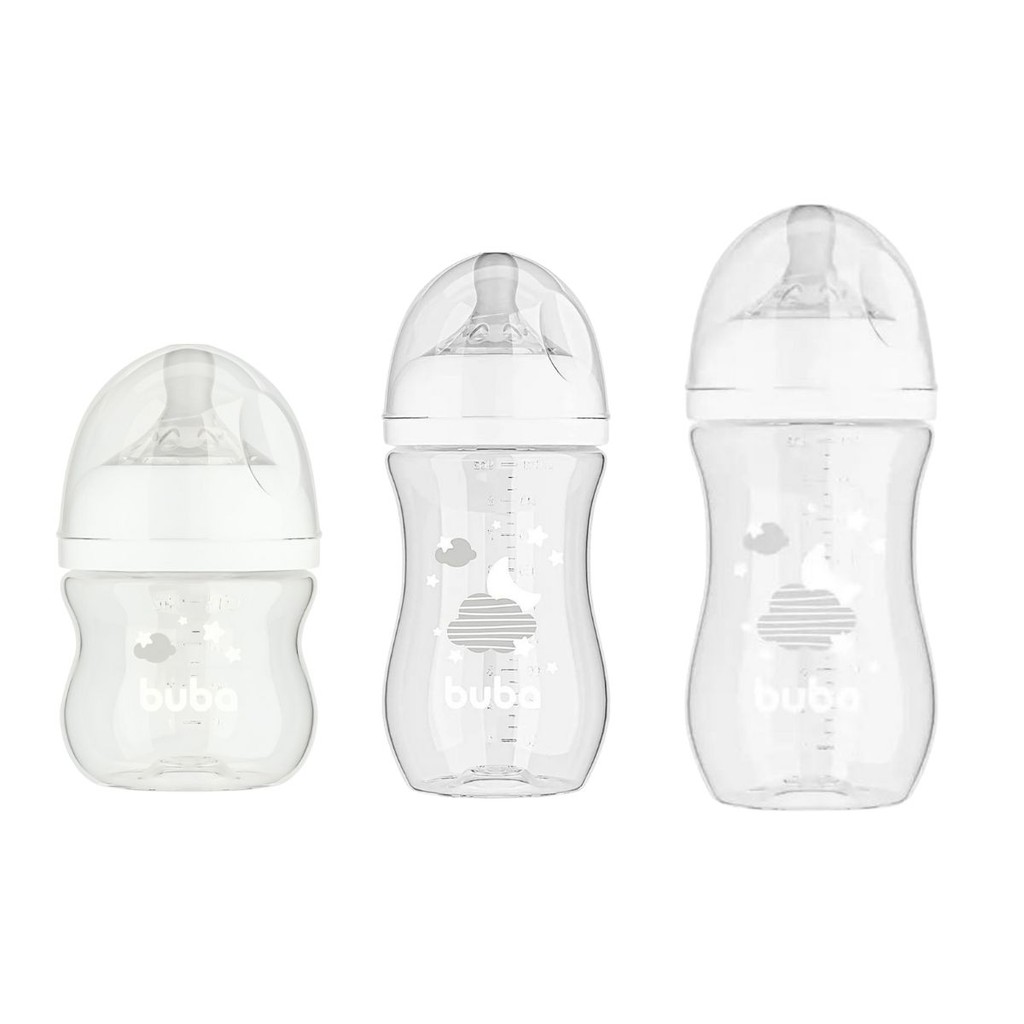 Kit Mamadeira Easy Flow 120/270/330ml Nuvem Branca - Buba em Oferta na Shopee