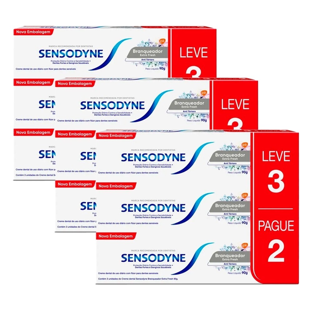Kit 3 un Sensodyne Branqueador Extra Fresh c/ 3 und