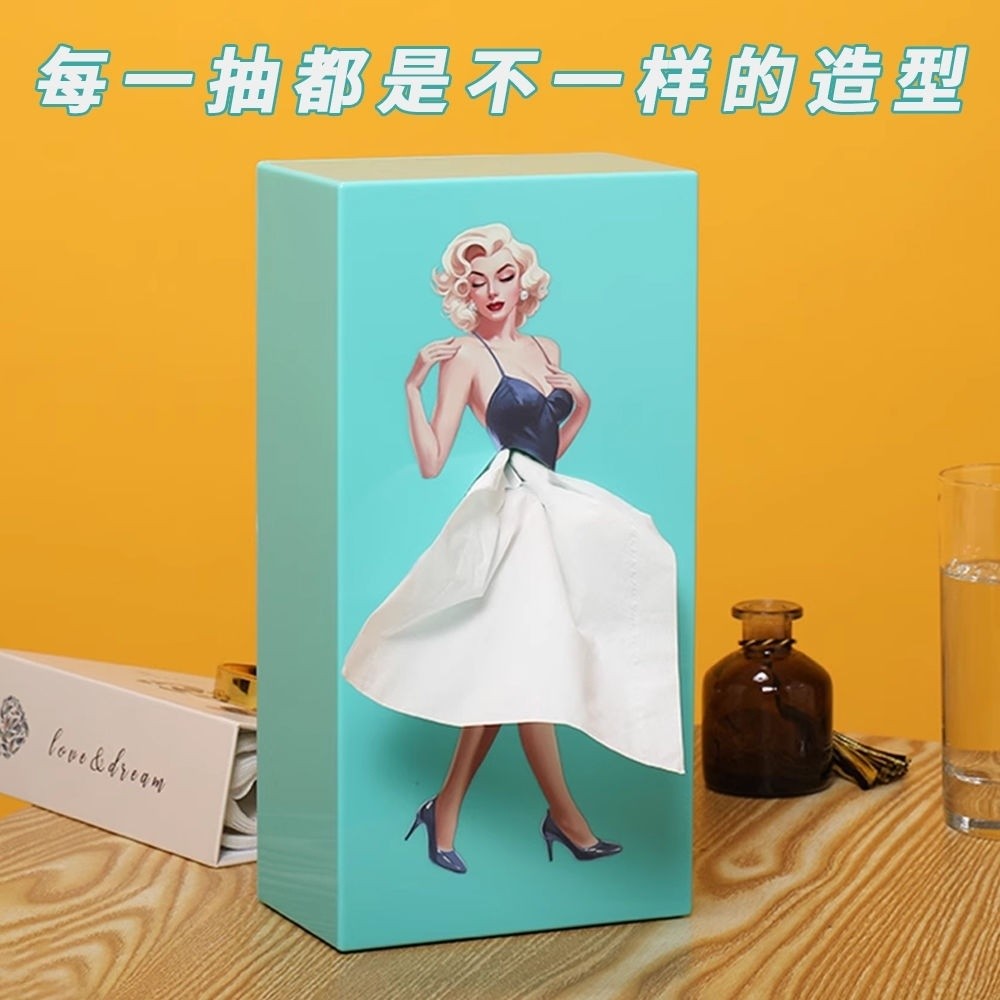 Saia Voadora Menina Caixa De Tecido high-end puff Luz Luxo Mesa De Café Decoração desktop ...