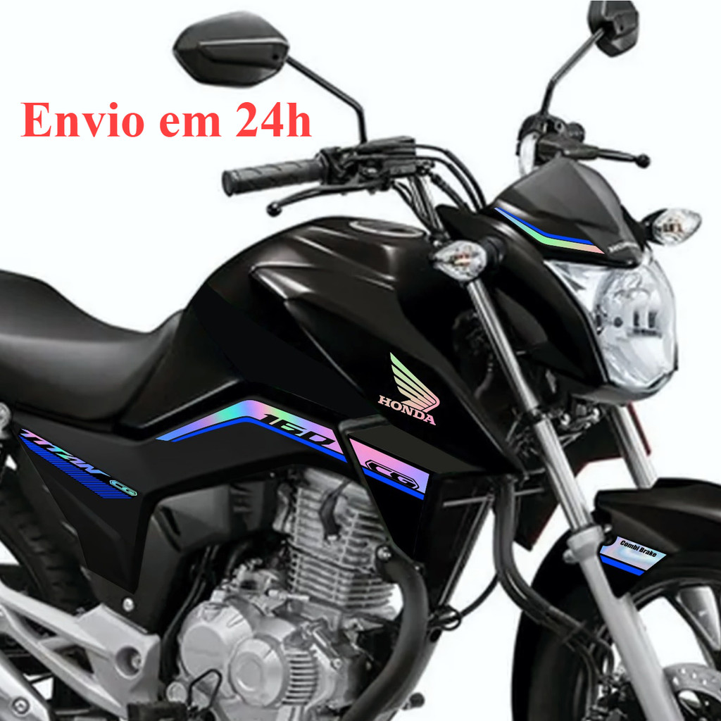 Adesivo Holográfico Titan 160 2024 P/ Titan 16/21 Moto Preta