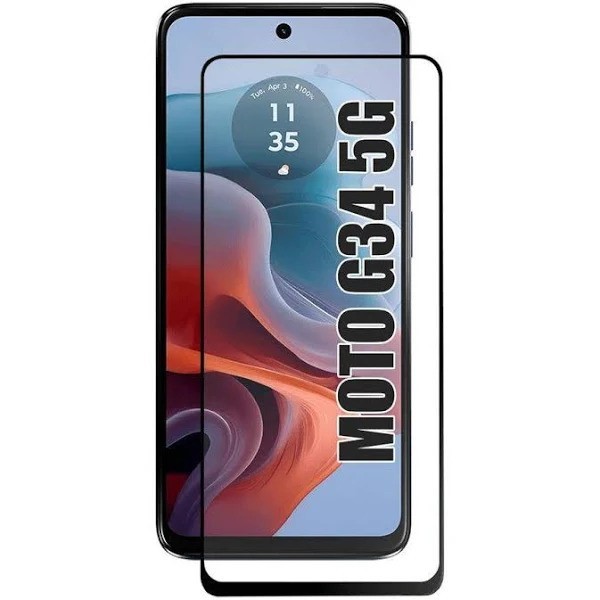Kit Capinha Transparente + Película 3D Vidro + Cabo Carregador USB Tipo C para Moto G34