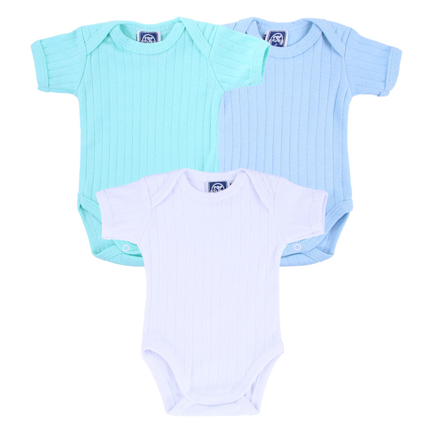 Kit Body Manga Curta Bebê Pop Cute Suedine Liso Menino - 3 Peças em Oferta na Shopee