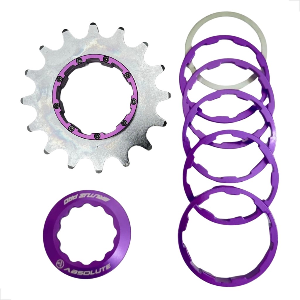 Cog Single Speed Grau Absolute Brutus 16 Dentes Kit Roxo
