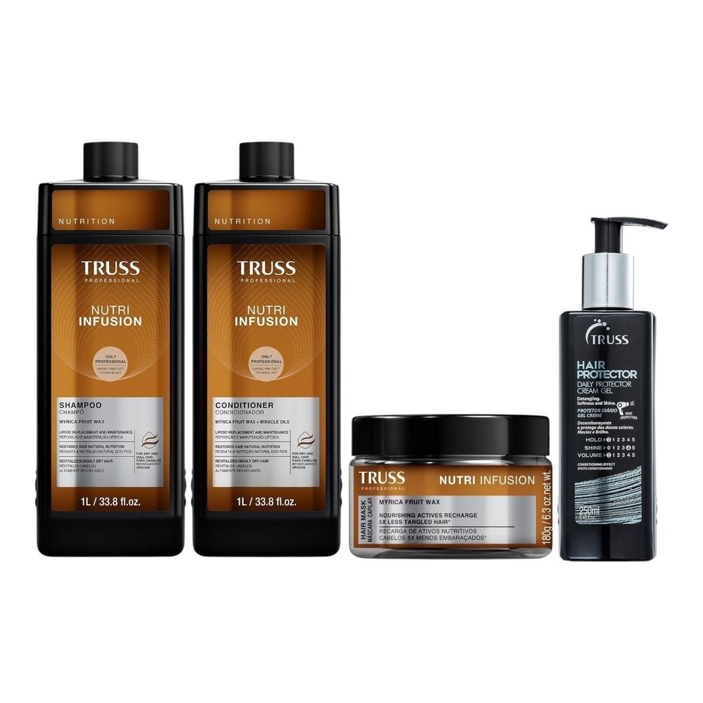 Kit Truss Nutri Infusion - Shampoo 1L + Condicionador 1L + Máscara 180g + Hair Protector 250ml