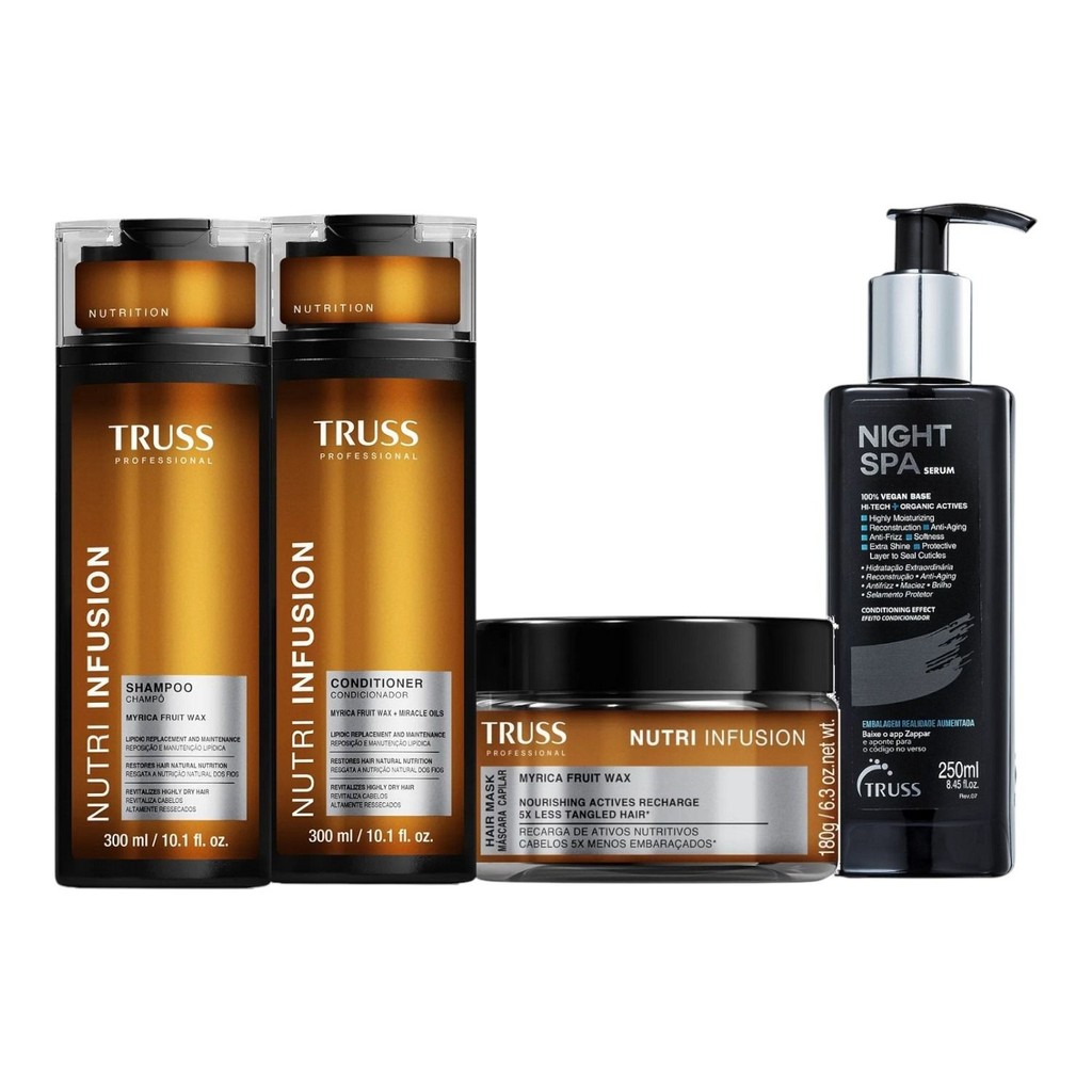 Kit Truss Nutri Infusion - Shampoo 300ml + Condicionador 300ml + Máscara 180g + Night SPA 250ml