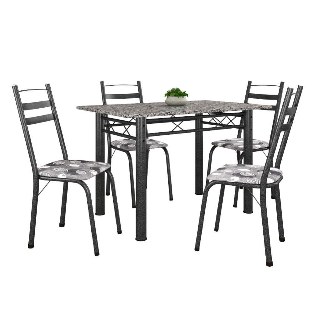 Conj De Mesa Itália Com 4 Cadeiras 1,20m Dark/Granito