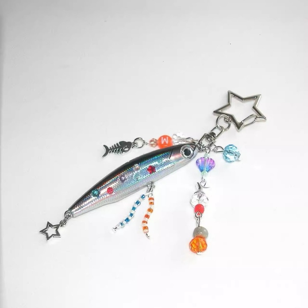 1Pc Amoroso Peixe Pingente Chaveiro Criativo Tinker Sino Isca Saco De Pesca Presente Masculino