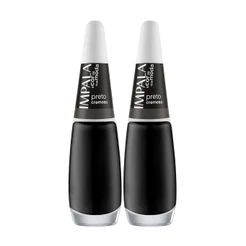 Kit 2 Esmalte Impala A Cor Da Sua Moda Unha Preto Cremoso