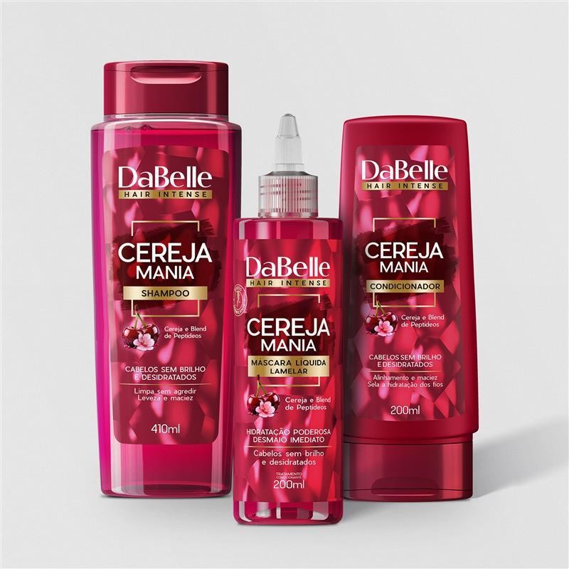 Kit Brilho e Alinhamento 3 Produtos Cereja Mania - DaBelle - Beauty