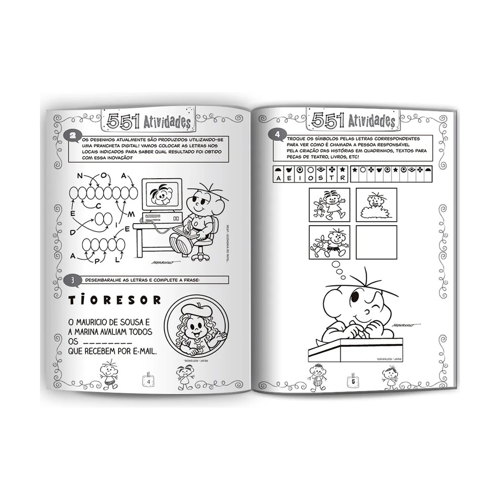 Livro 551 Atividades Turma da Mônica Culturama Infantil Educativo