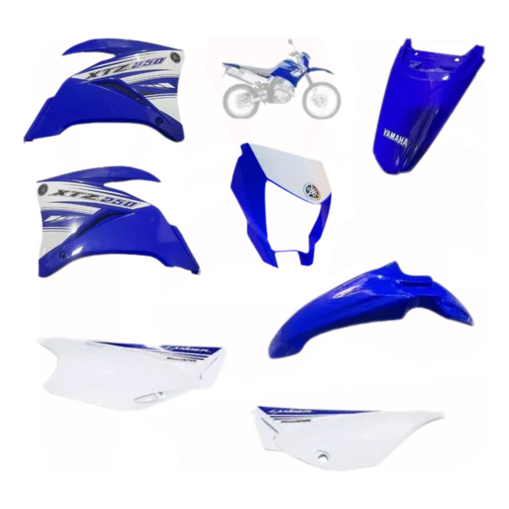 Kit Carenagem Xtz 250 Lander 2017 Azul Com Adesivo