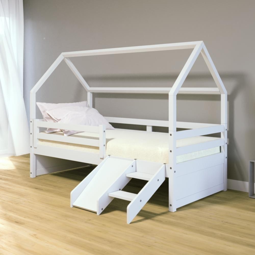 Cama Casinha Slim Rb Kit Escada Escorregador Grade Branco em Oferta na Shopee
