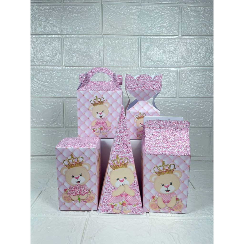 20 Caixinhas URSINHA PRINCESA REALEZA – Lembrancinhas para Festa Infantil – SEM PERSONALIZAÇÃO | Pegue e Monte