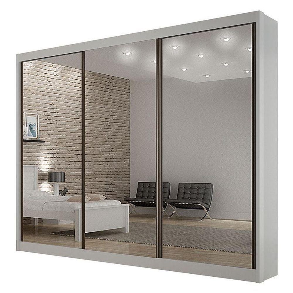 Guarda Roupa 6 Gavetas San Marino Premium Com 3 Espelhos Branco – Leifer Móveis