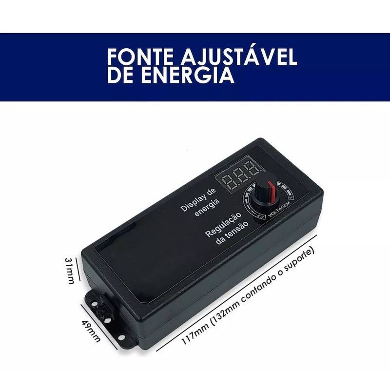 FONTE AJUSTAVEL 9V A 24V 3A BIVOLT BLINDADA COM DISPLAY KA-7092