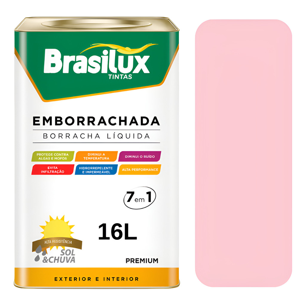 Tinta Emborrachada Rosa Claro 16l Infiltração Fissuras Litoral, Campo ou Cidade Brasilux