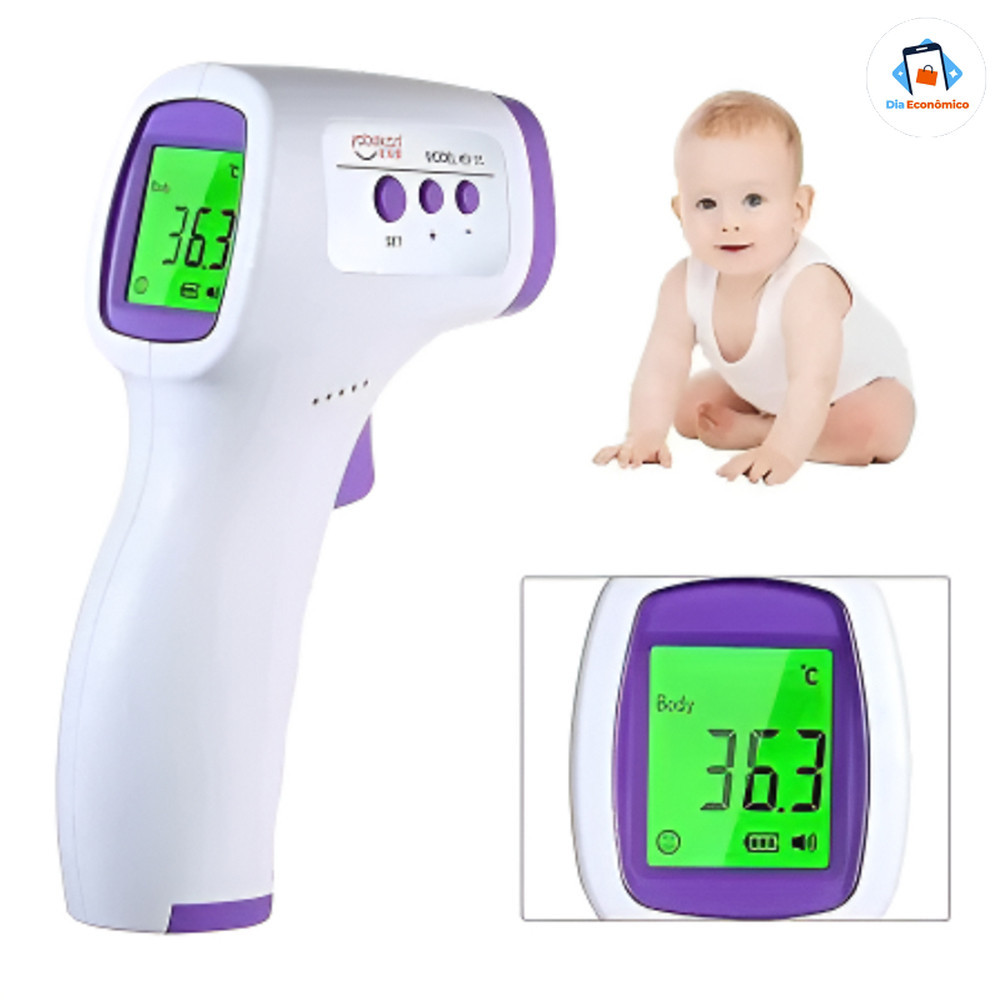 Termômetro infravermelho para pistola de testa com display digital em Oferta na Shopee