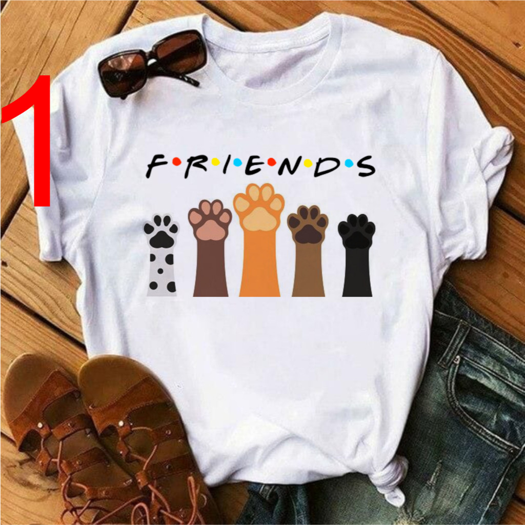 blusa camiseta feminina gato friends pets, patinhas gatos, veterinária, friends cachorros plus size