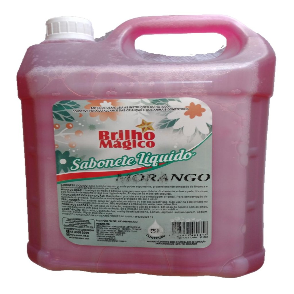 Sabonete Líquido Brilho Mágico 5 Litros Morango