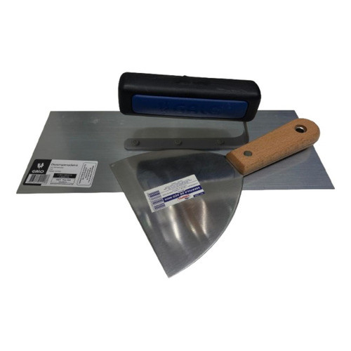 Kit Desempenadeira Aço 112/00 Galo + Espátula 12cm Inox Compel