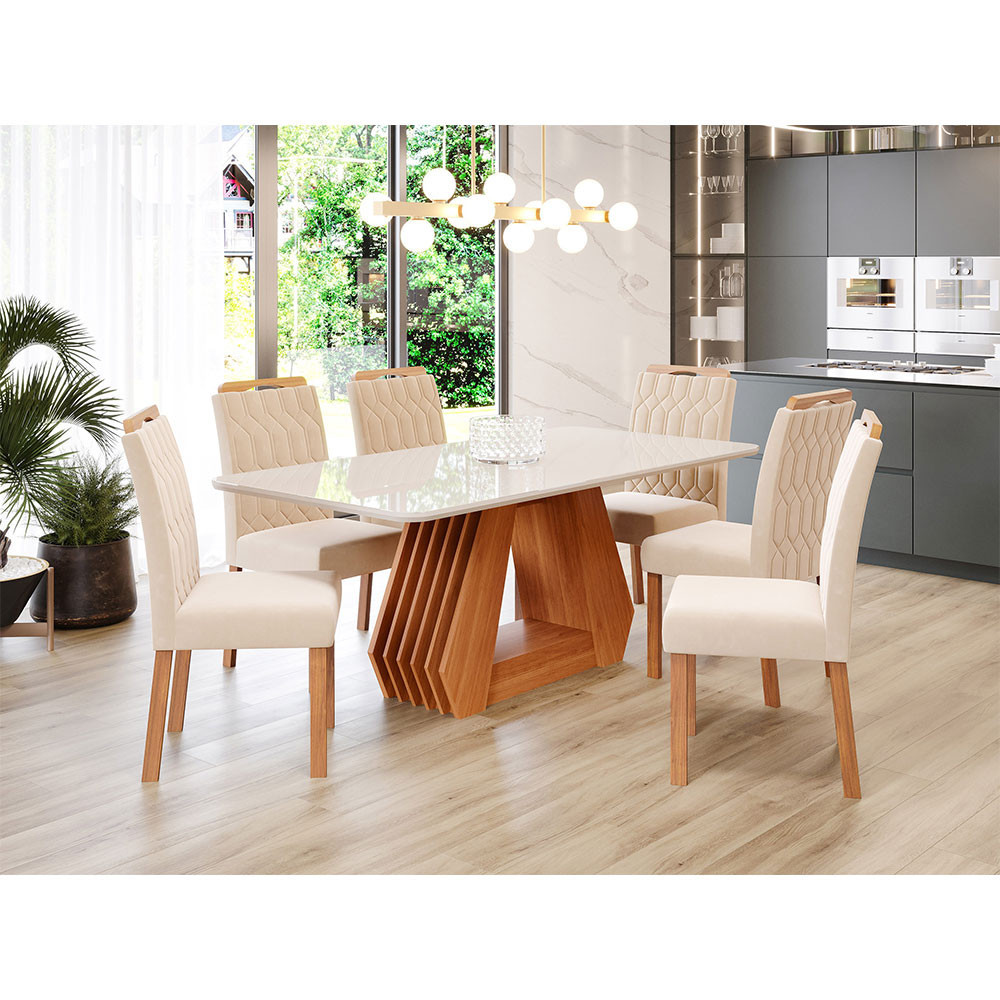 Conjunto Sala de Jantar Ágata com 6 Cadeiras Paola Cimol em Oferta na Shopee