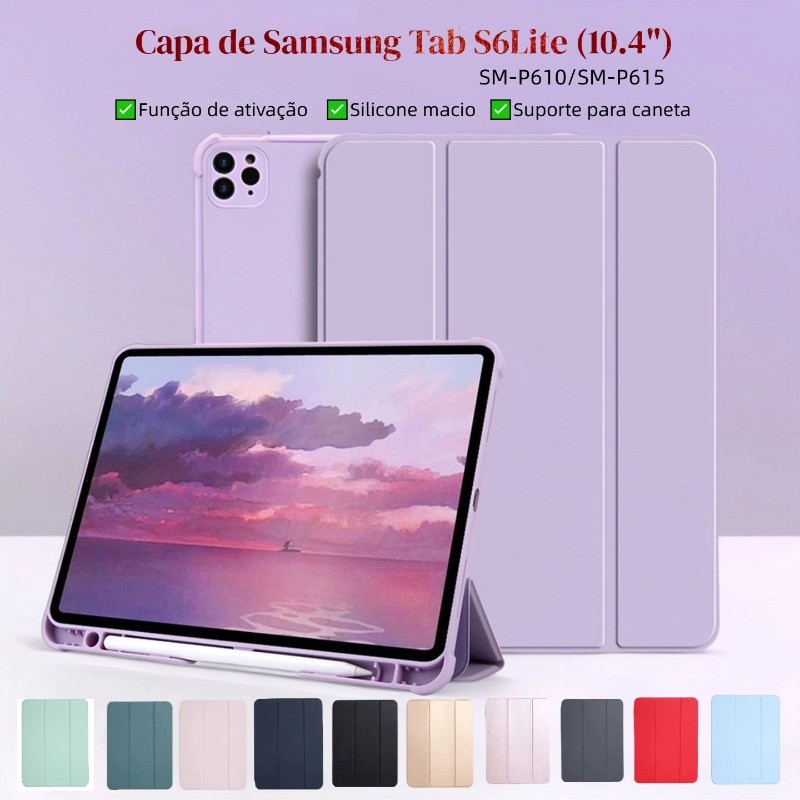 Capa Compatível com para Samsung Tab S6 Lite (10.4″) com Suporte para Caneta e Suporte Dobrável