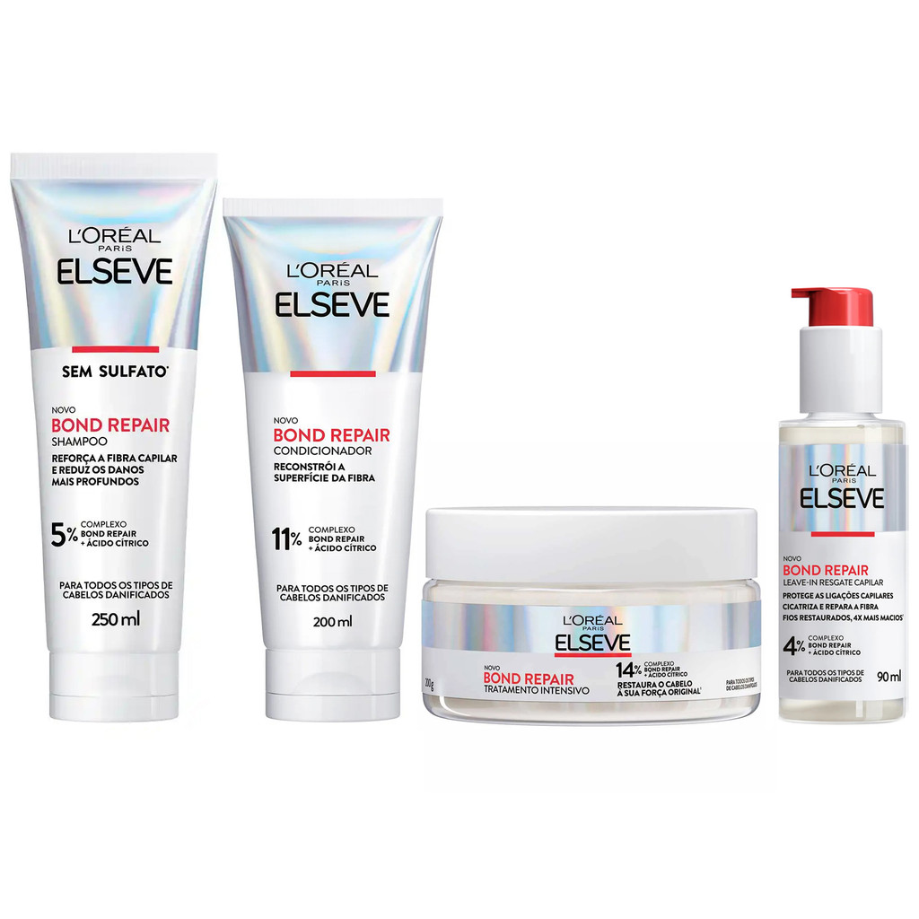 KIT ELSEVE SH + COND + MÁSC + LEAVE-IN BOND REPAIR CABELOS DANIFICADOS - 4 ITENS em Oferta na Shopee