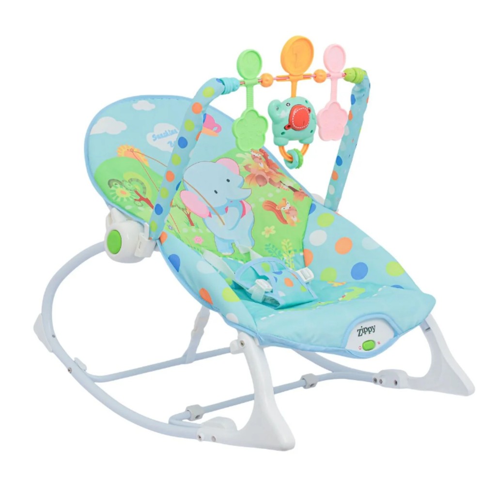 Cadeira Balanço Descanso Azul C/ Música Vibração Zippy Toys Cadeirão Cadeirinha Bebê Conforto