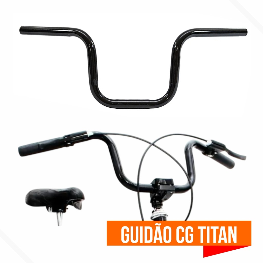 Guidão Bike Tipo Moto Cg Titan Motoboy Alto Aço Carbono Reforçado