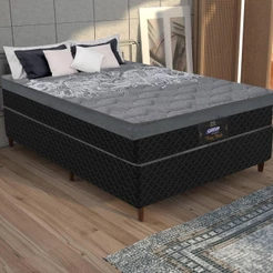 Cama Box Conjugado Casal com Colchão (138x65x188) New York HF Gazin CR35364 Preto