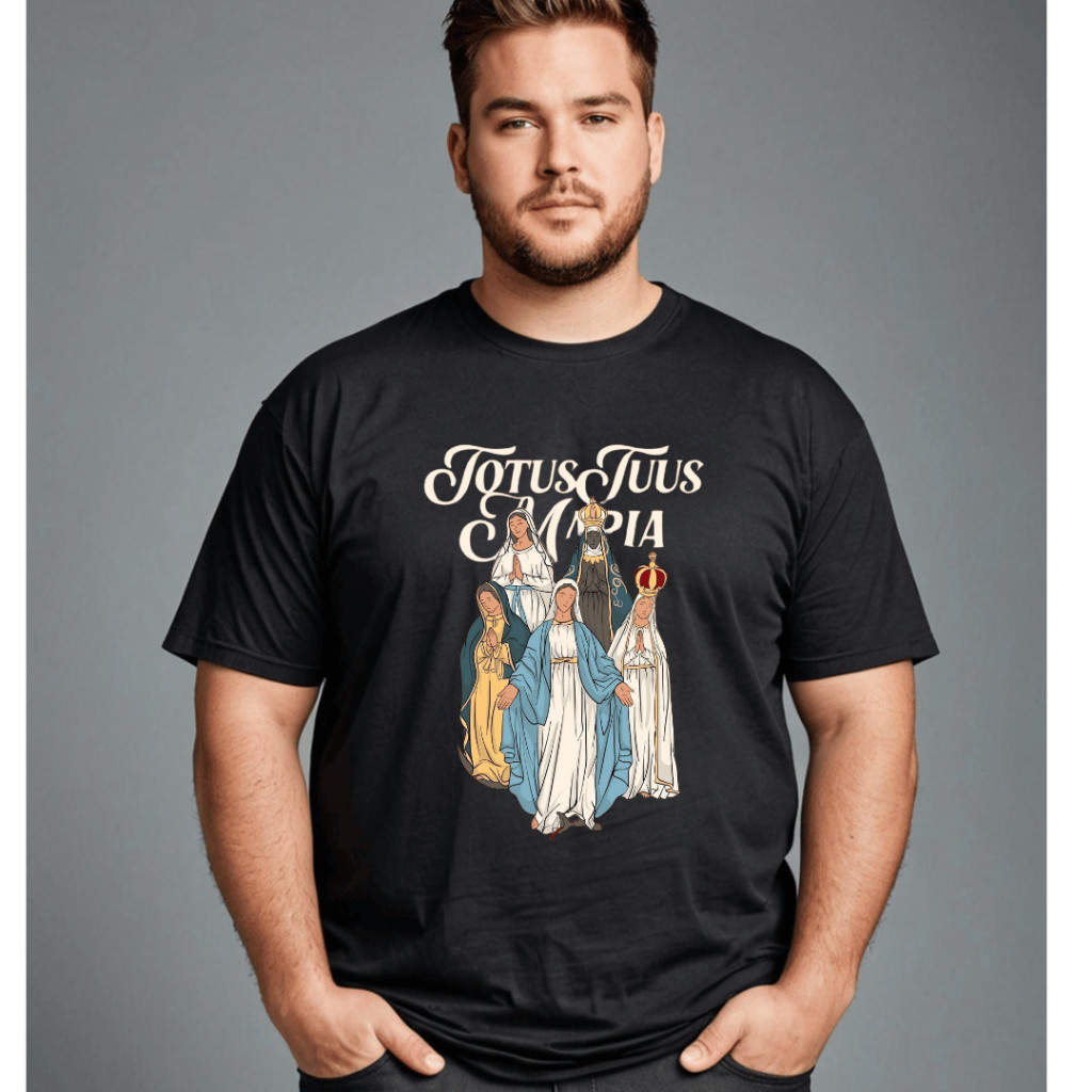 [Camiseta Premium em Algodão Puro]GXG Camiseta Totus Tuus Maria -Unissex Algodão -Nossa Senhora Das Graças Fátima Aparec