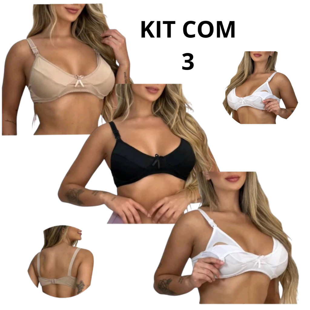 Kit SUTIÃ Amamentação Alça Abre Fácil Reforçada MICROFIBRA Gestante Grávida. em Oferta na Shopee