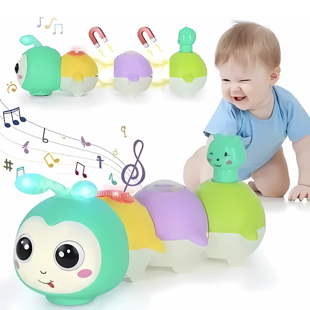 Centopeia Magnética Brinquedo Bebê Infantil Com Luz e Som Divertido Colorido