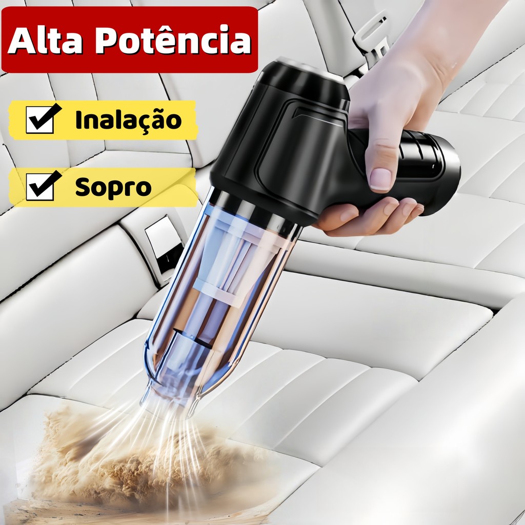 Aspirador e Soprador Portátil 5 em 1 - Alta Potência e Multifuncional para Limpeza Completa