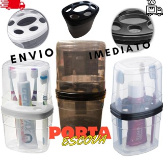 PORTA ESCOVA DENTAL DE PIA DE PLASTICO C/TP. 20,2X11,5X8,9CM 122.012.002 NITRONPLAST em Oferta na Shopee