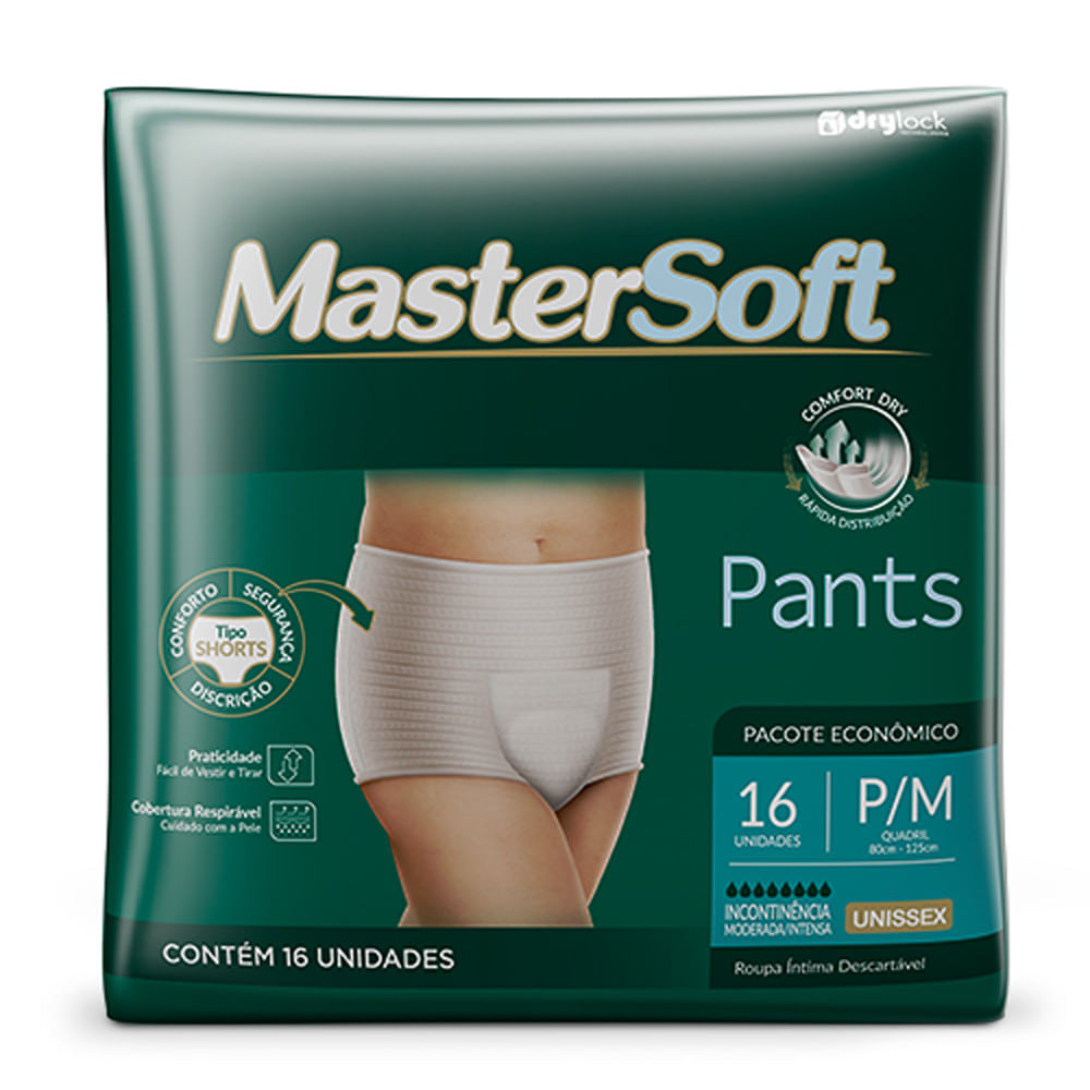 Roupa Íntima MasterSoft Pants Unissex Tamanho P/M com 16 Unidades Descartáveis - Health