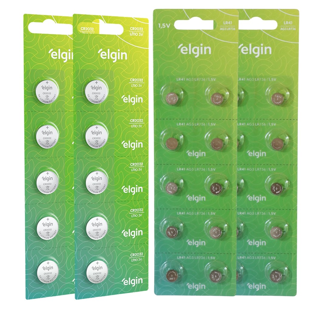 Kit 10 Baterias Pilha Cr2032 20 Baterias Pilhas Lr41 Elgin em Oferta na Shopee