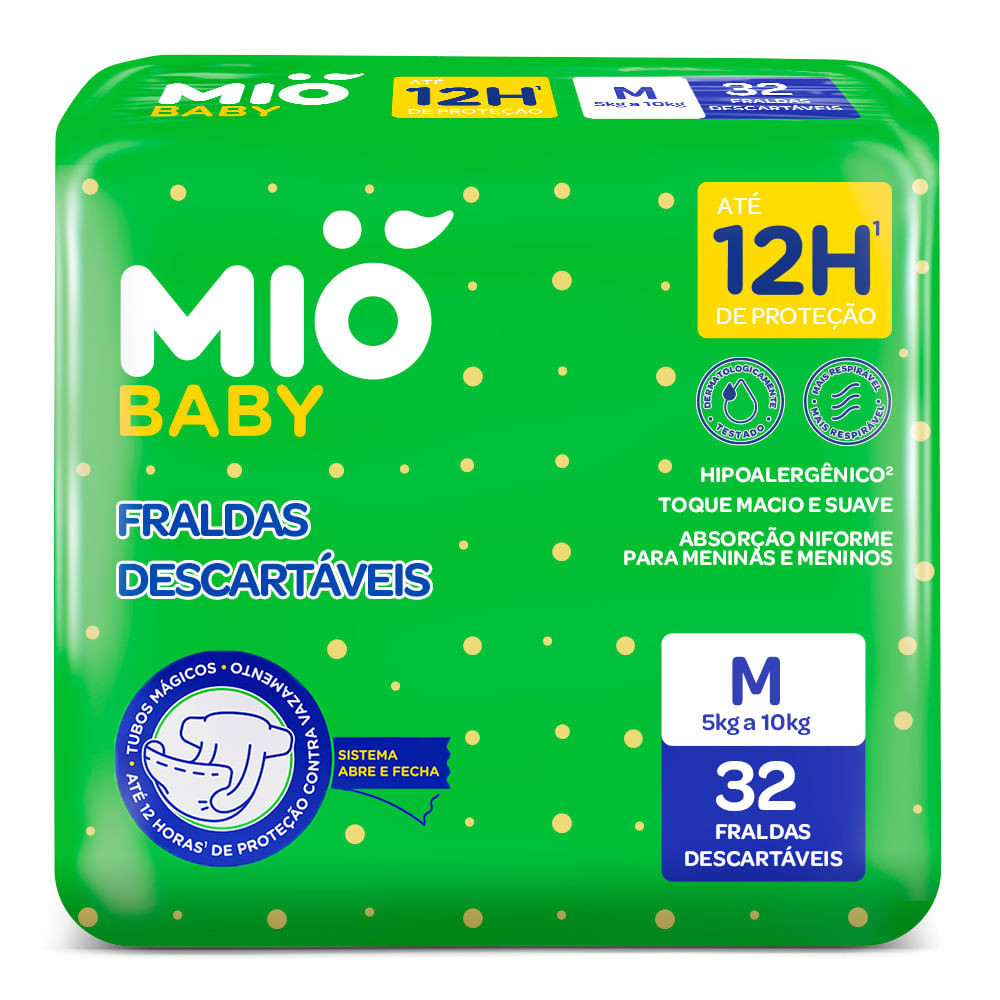 Fralda Descartável Mió Baby Tamanho M com 32 Unidades - Mom & Baby