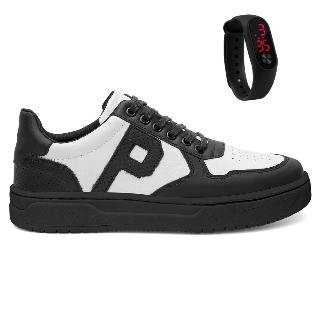 Kit Tênis Masculino Polo Plus Casual Skatista Leve Confortável + Relógio Estiloso Moderno