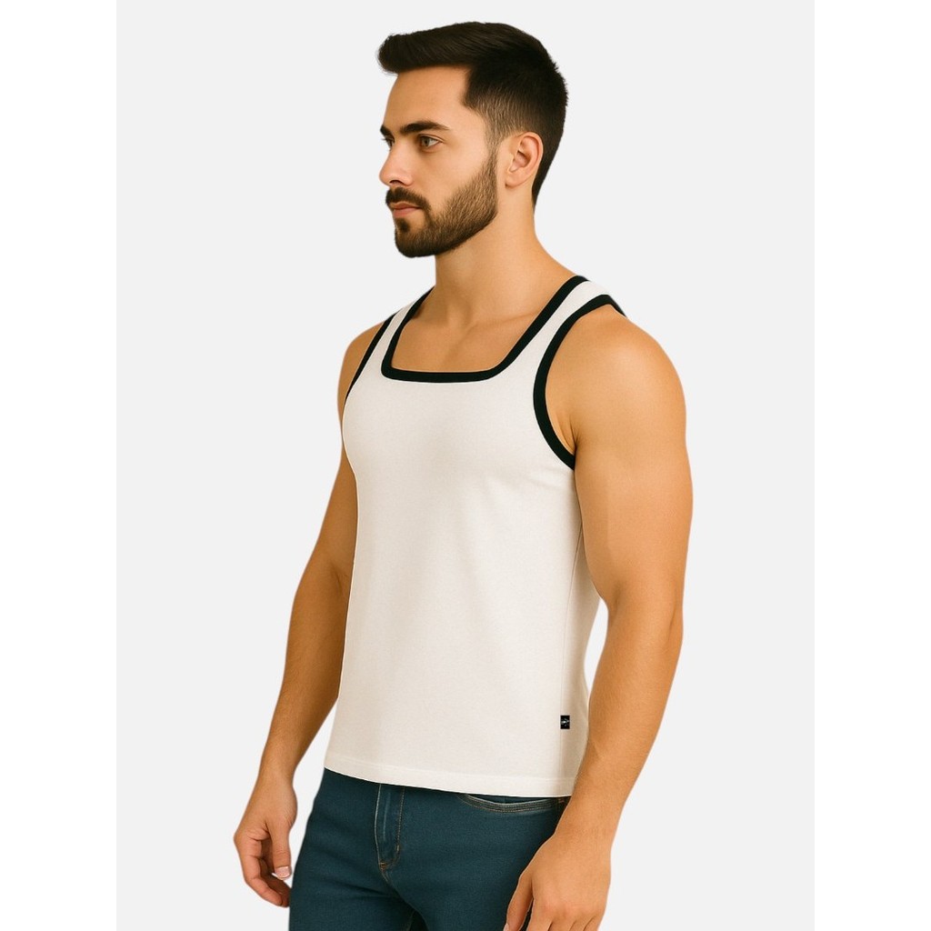 Camiseta Regata Masculina Tank Básica Elastano Lycra Academia Slim Fit Camisa Crossfit Praia Verão